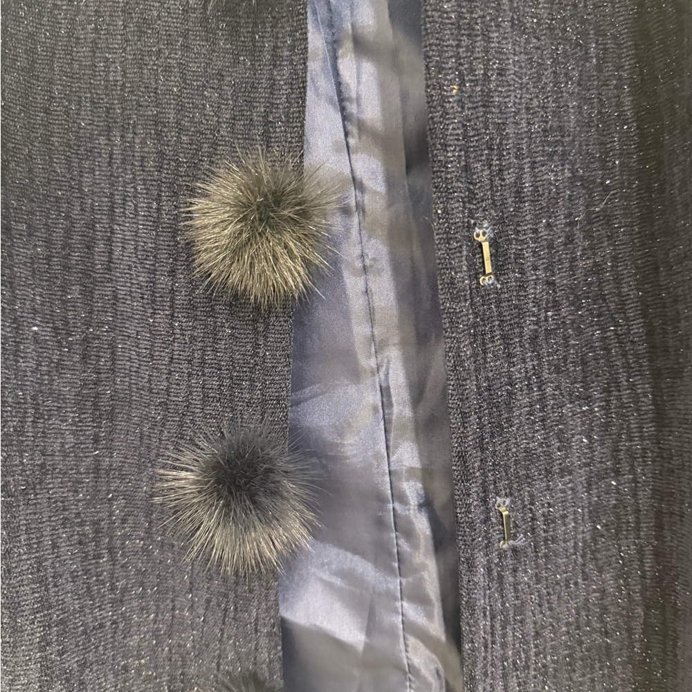 💥HP 💥 DVC Women's Navy Blazer with Fur Accents size 14 - Picture 3 of 10